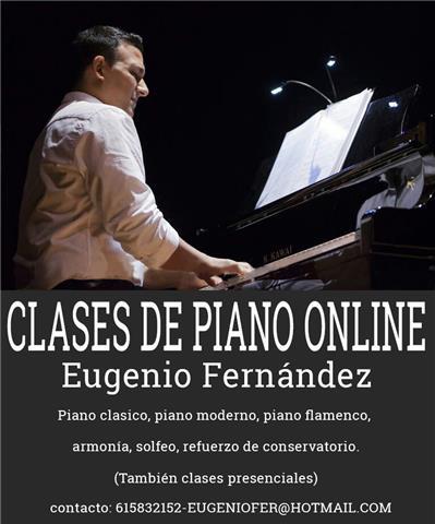 Profesor de música con experiencia,da clade de piano clásico, moderno, jazz, flamenco,solfeo, armonía